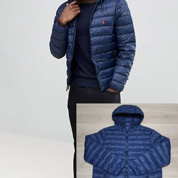 Polo Ralph Lauren Blue Packable Down Jacket Red Pony No Faults & Defects - Picture 2 of 5